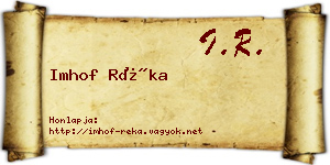 Imhof Réka névjegykártya